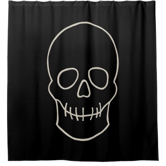 Skull - Bat Black en Bone White Douchegordijn (Voorkant)