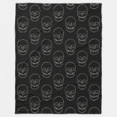 Skull - Bat Black en Bone White Fleece Deken (Voorkant)