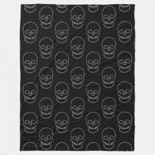 Skull - Bat Black en Bone White Fleece Deken