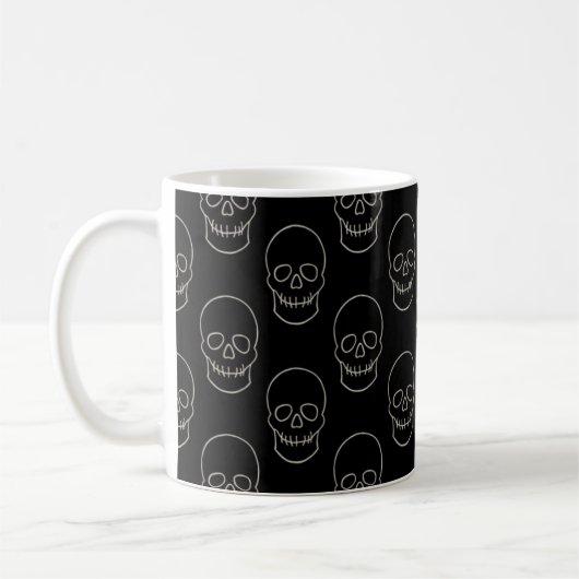 Skull - Bat Black en Bone White Koffiemok (Links)