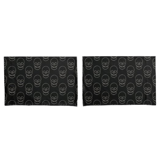 Skull - Bat Black en Bone White Kussensloop (Voorkant-Set)