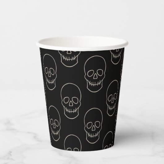 Skull - Bat Black en Bone White Papieren Bekers (Achterkant)