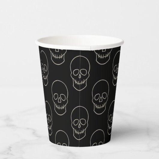 Skull - Bat Black en Bone White Papieren Bekers (Rechts)
