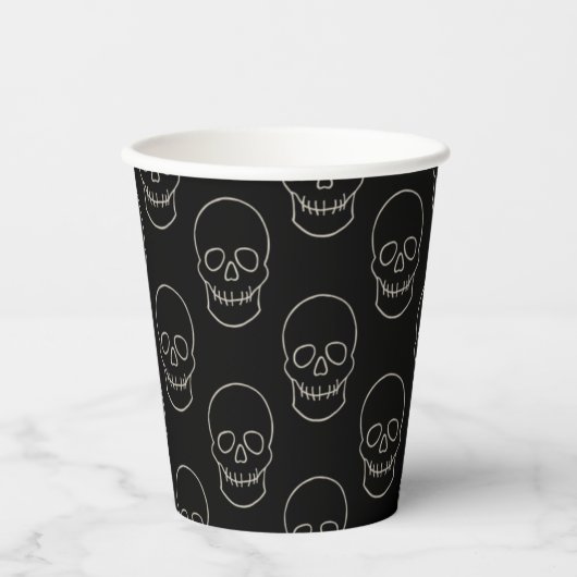 Skull - Bat Black en Bone White Papieren Bekers (Voorkant)