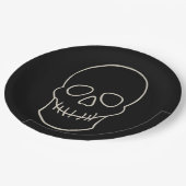 Skull - Bat Black en Bone White Papieren Bordje (Gekanteld)