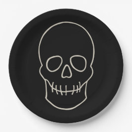 Skull - Bat Black en Bone White Papieren Bordje