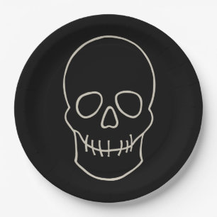 Skull - Bat Black en Bone White Papieren Bordje