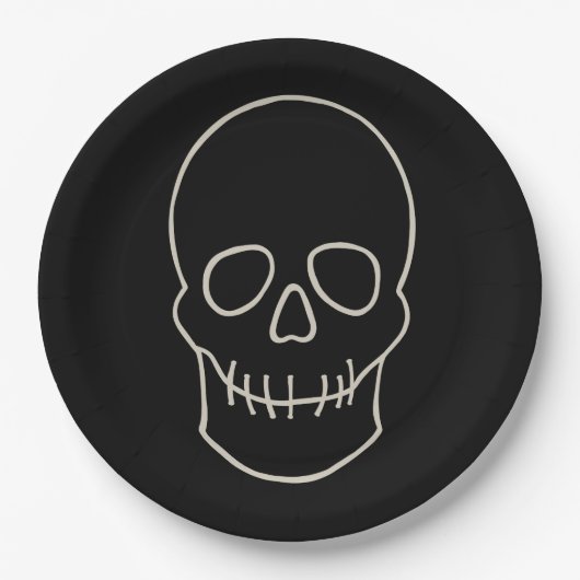Skull - Bat Black en Bone White Papieren Bordje (Voorkant)