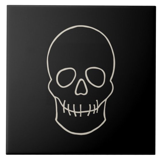 Skull - Bat Black en Bone White Tegeltje (Voorkant)