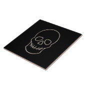 Skull - Bat Black en Bone White Tegeltje (Zijkant)