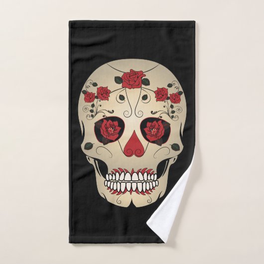 Skull Bathroom Towel Set - Skull en Roos Art Bad Handdoek (Handdoek)