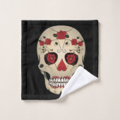 Skull Bathroom Towel Set - Skull en Roos Art Bad Handdoek (Wasdoekje)
