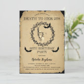 Skull Bats Death to her 20s Birthday Party Kaart (Staand voorkant)