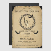 Skull Bats Death to her 20s Birthday Party Magnetische Uitnodiging (Voorkant / Achterkant)