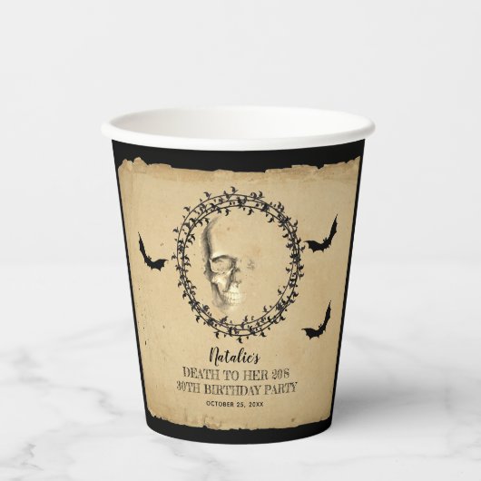 Skull Bats Death to her 20s Birthday Party Papieren Bekers (Voorkant)