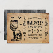 Skull Bats Halloween Party Kaart (Voorkant / Achterkant)