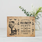 Skull Bats Halloween Party Kaart (Staand voorkant)