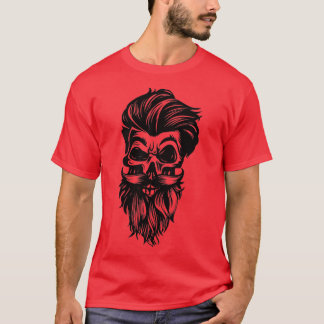 Skull Beard Skull met Beard en Mustache Funny Gi T-shirt