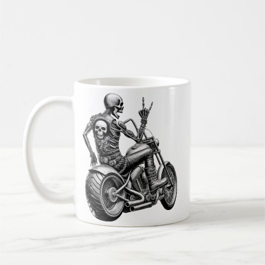 "Skull-Biker" auf heisser Maschine Koffiemok (Links)
