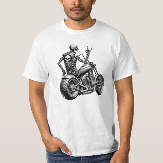 "Skull-Biker" auf heisser Maschine T-shirt (Voorkant)