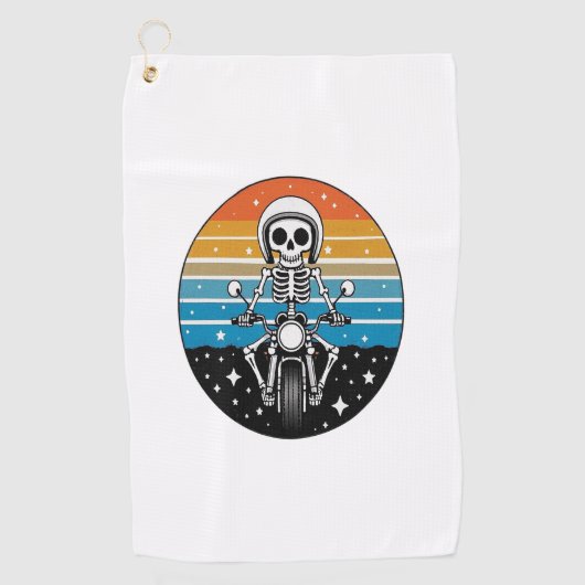 Skull Biker Flame Gevleugeld motorfiets Golfhanddoek (Voorkant)