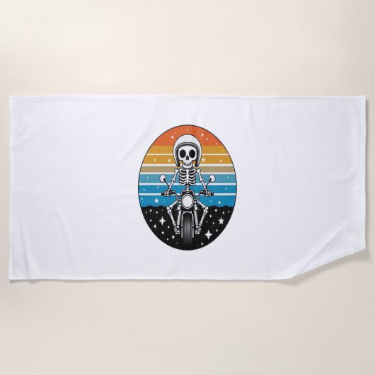 Skull Biker Flame Gevleugeld motorfiets Strandlaken (Voorkant)