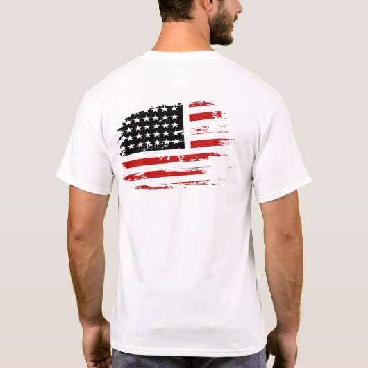 Skull Biker met American Flag Helmet T-Shirt (Achterkant)