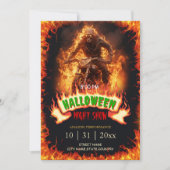 Skull Biker van Hell Halloween Flames Kaart (Voorkant)