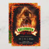 Skull Biker van Hell Halloween Flames Kaart (Voorkant / Achterkant)