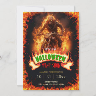 Skull Biker van Hell Halloween Flames Kaart