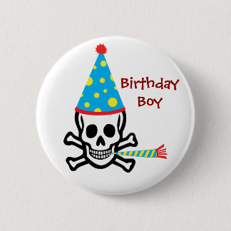 Skull Birthday Boy Pin Ronde Button 5,7 Cm
