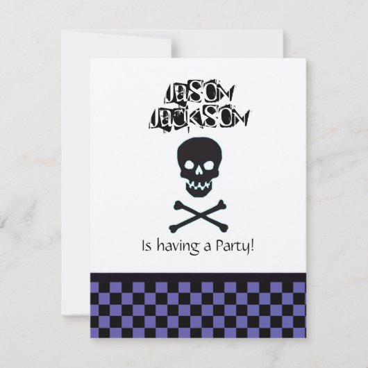 Skull Birthday Party Invitation Kaart (Voorkant)