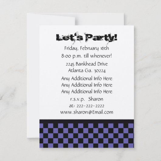 Skull Birthday Party Invitation Kaart (Achterkant)