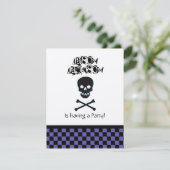 Skull Birthday Party Invitation Kaart (Staand voorkant)