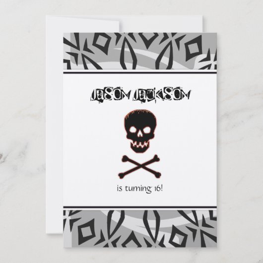 Skull Birthday Party Invitation Kaart (Voorkant)