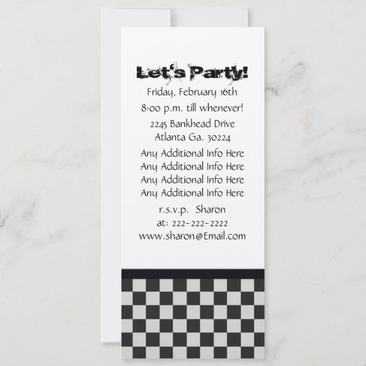 Skull Birthday Party Invitation Kaart (Achterkant)