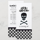 Skull Birthday Party Invitation Kaart (Voorkant / Achterkant)