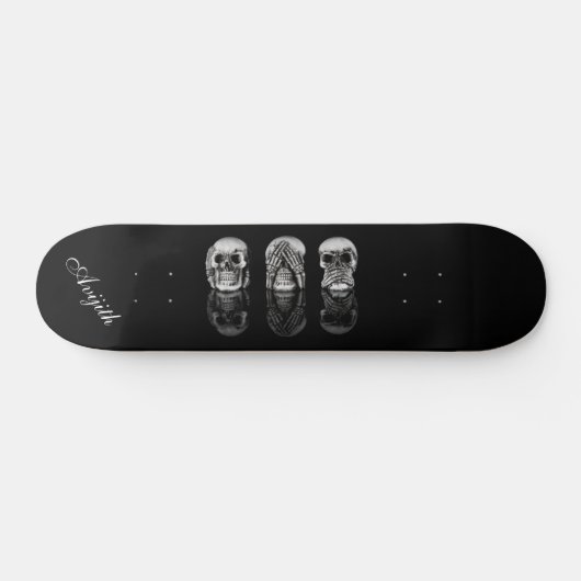 Skull Black Blue Modern Custom Skateboard (Horizontaal)