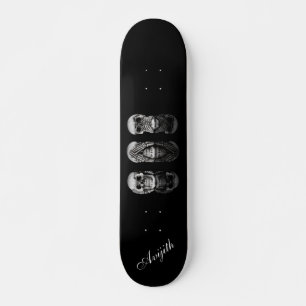 Skull Black Blue Modern Custom Skateboard