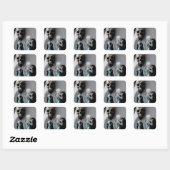 Skull Black Cat Shadow Work Occult Witchy AI Art Vierkante Sticker (Vel)