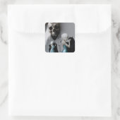 Skull Black Cat Shadow Work Occult Witchy AI Art Vierkante Sticker (Tas)