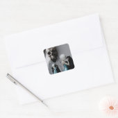 Skull Black Cat Shadow Work Occult Witchy AI Art Vierkante Sticker (Envelop)