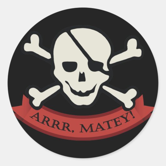 Skull - Black Classic Round Sticker, Glossy Ronde Sticker (Voorkant)