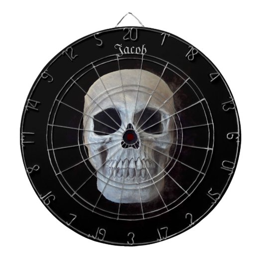 Skull Black en White Gothic Trendy Art Design Dartbord (Voorkant)