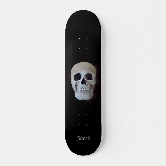 Skull Black en White Gothic Trendy Art Design Persoonlijk Skateboard (Voorkant)