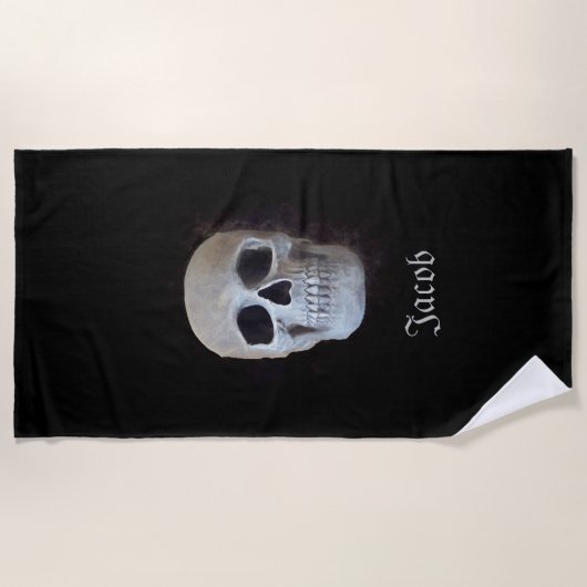 Skull Black en White Gothic Trendy Art Design Strandlaken (Voorkant)