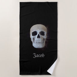Skull Black en White Gothic Trendy Art Design Strandlaken