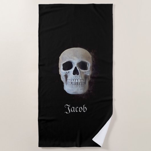 Skull Black en White Gothic Trendy Art Design Strandlaken (Voorkant)