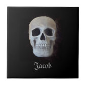 Skull Black en White Gothic Trendy Art Design Tegeltje (Voorkant)