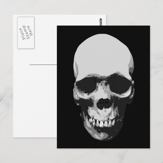 Skull Black en White Pop Art Briefkaart (Voorkant / Achterkant)